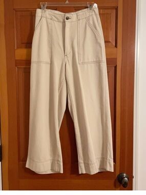 Abercrombie and Fitch Cream Wide Leg Denim Pants